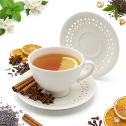 FILIŻANKA CERAMICZNA BIAŁA 260ml ZE SPODKIEM AŻUROWYM DO KAWY HERBATY