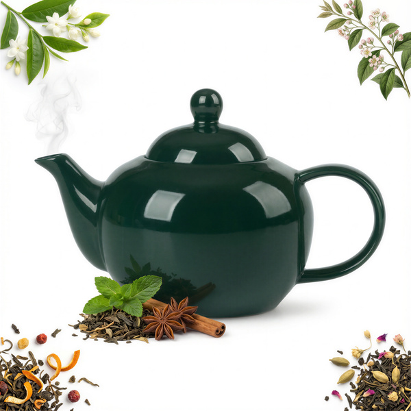 DZBANEK ZAPARZACZ CERAMICZNY DO HERBATY 1L Z PODWÓJNYM FILTREM I SITKIEM