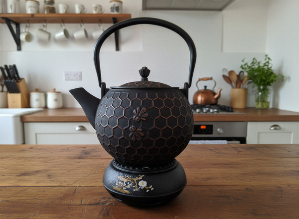 CZAJNIK ŻELIWNY IMBRYK 1,8L ZAPARZACZ DO HERBATY + PODGRZEWACZ + WIDELCZYK