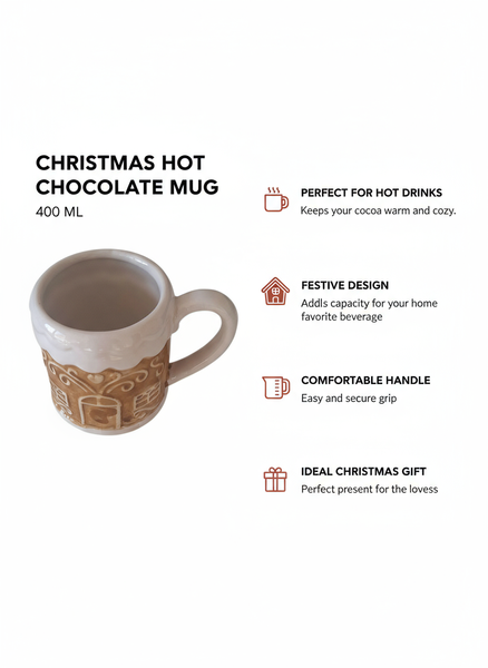 KUBEK DO GORĄCEJ CZEKOLADY BIAŁY 400 ML BŁYSZCZĄCY DO PICIA ZMYWARKA 10×9,5