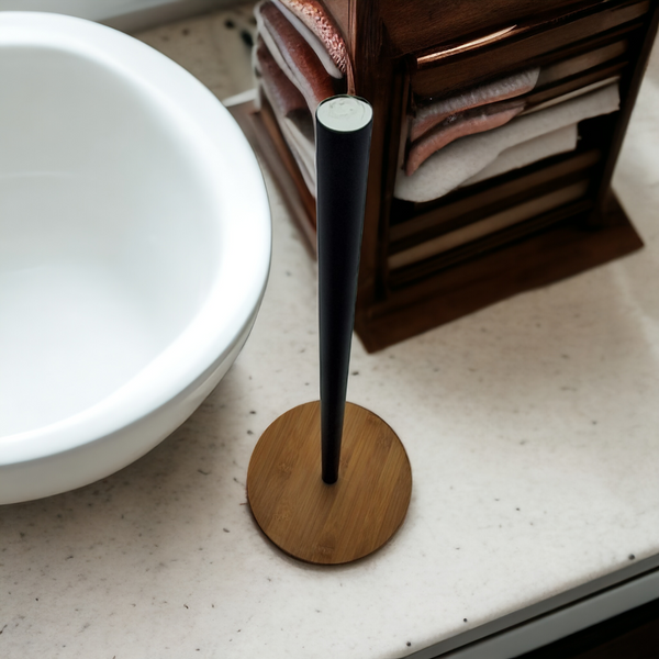 UCHWYT NA PAPIER TOALETOWY STOJĄCY DO WC 51 cm STOJAK METALOWY BAMBUOSOWY