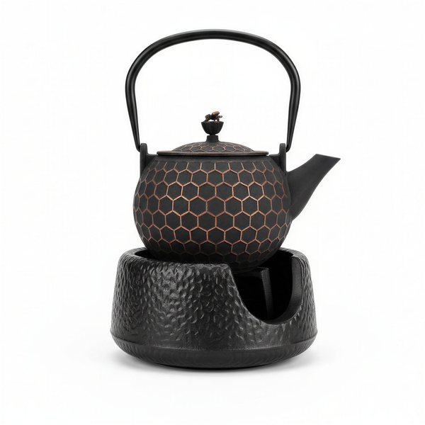 CZAJNIK ŻELIWNY IMBRYK 1,2 L ZAPARZACZ DO HERBATY I ZIÓŁ + PODGRZEWACZ