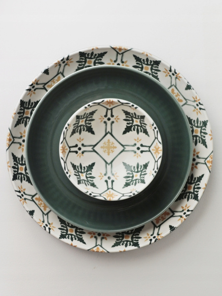 Ceramiczny TALERZ deserowy 21cm linia MOSAIQUE OLIVE bez wzoru