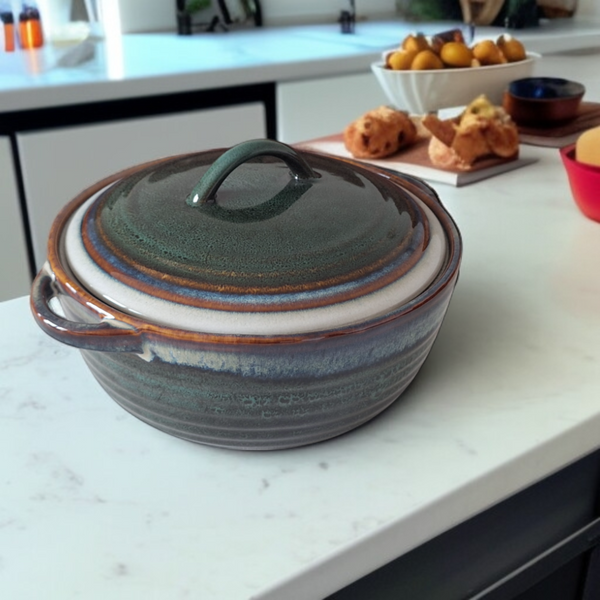 GARNEK 2L WAZA DO ZUPY NACZYNIE ŻAROODPORNE Z POKRYWKĄ DO CHLEBA 23 cm