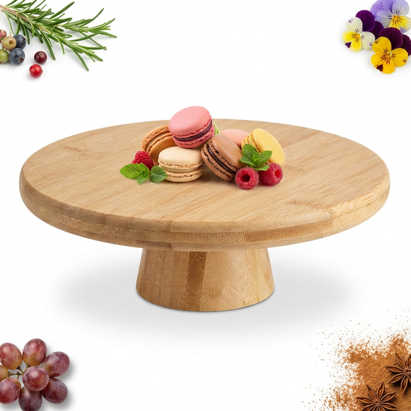 PATERA TALERZ NA CIASTO PRZEKĄSKI OWOCE 20 cm BAMBUSOWA DREWNIANA NA NODZE