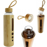 BIDON BUTELKA SZKLANA EKO SZCZELNA NA WODĘ NAPÓJ BAMBUSOWE ETUI 550 ml