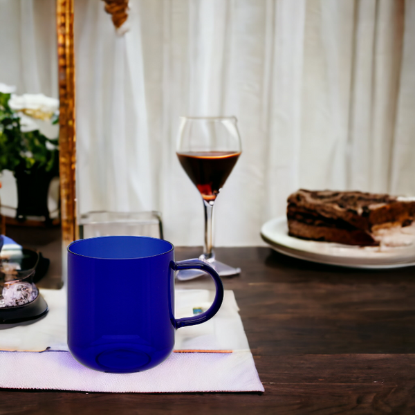 SZKLANKA SZKLANA KUBEK DO KAWY I HERBATY 310 ml. 8,7 cm GRANATOWA