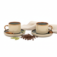 FILIŻANKI ZESTAW KAWOWY ZE SPODKAMI DO KAWY HERBATY 200 ML BEŻOWY Ø 8,5 CM