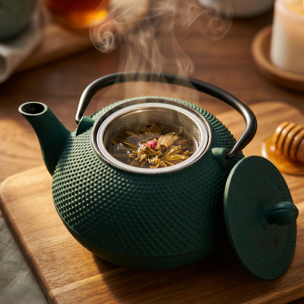 CZAJNIK ŻELIWNY IMBRYK 1.8L DUŻY ZIELONY DO HERBATY + ZAPARZACZ STALOWY