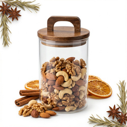 POJEMNIK SZKLANY 750 ml SŁOICZEK Z BAMBUSOWĄ POKRYWKĄ