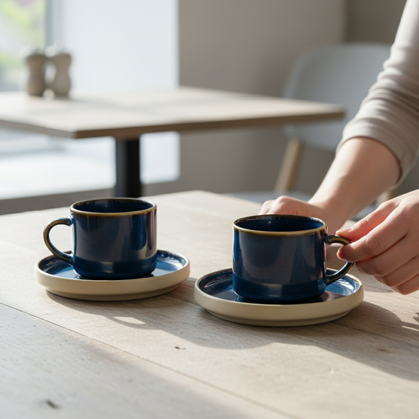 FILIŻANKI ZESTAW KAWOWY ZE SPODKAMI DO KAWY HERBATY 200 ml GRANAT Ø 8,5 CM