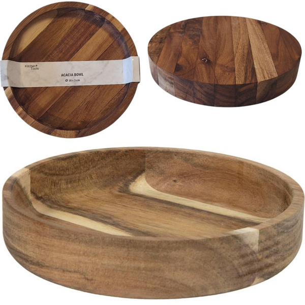 TALERZ  PATERA Z DRRZEWA AKACJI DO SERWOWANIA PODAWANIA DAŃ TACA 16 x 3 cm