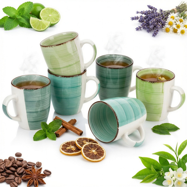 KUBKI CERAMICZNE KUBEK DO KAWY HERBATY ZESTAW 6