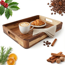 TACA ŚNIADANIOWA TACKA DREWNIANA DESKA DO SERWOWANIA PODAWANIA 38x26x4,9cm