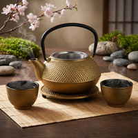 CZAJNIK IMBRYK ZAPARZACZ ŻELIWNY 0,8L ZESTAW DO HERBATY 2 CZARKI PODKŁADKA