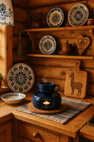 PODGRZEWACZ CERAMICZNY DO DZBNAKA CZAJNIKA NA ŚWIECZKĘ TEA LIGHT GRANATOWY