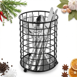 POJEMNIK NA SZTUĆCE CZARNY STAL ORGANIZER KOSZYK