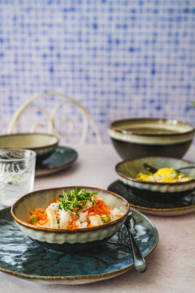 SERWIS OBIADOWY CERAMICZNY 18 ELEMENTÓW DLA 6 OSÓB NAVY GREY OMBRES