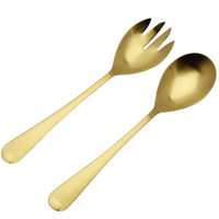 ŁYŻKI DŁUGIE SZTUĆCE DO SAŁAT SAŁATEK WIDELEC ŁYŻKA ZESTAW 2SZT ZŁOTE