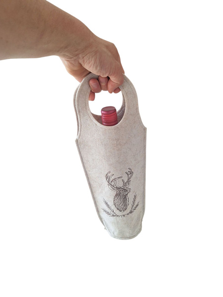 FILCOWA TORBA NA WINO PREZENT JASNY BEŻOWY 35×15×8,5 CM DO BUTELEK