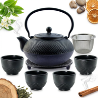 CZAJNIK IMBRYK ŻELIWNY 1,5L ZESTAW 6 SZT. CZARNY DO HERBATY Ø 18 CM