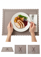 FILCOWA PODKŁADKA ŚWIĄTECZNA POD TALERZE BEŻOWA 30×40 CM DO DEKORACJI