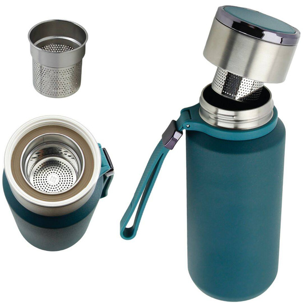 TERMOS KUBEK TERMICZNY PODRÓŻNY STALOWY 650 ml DO KAWY HERBATY WODY +SITKO