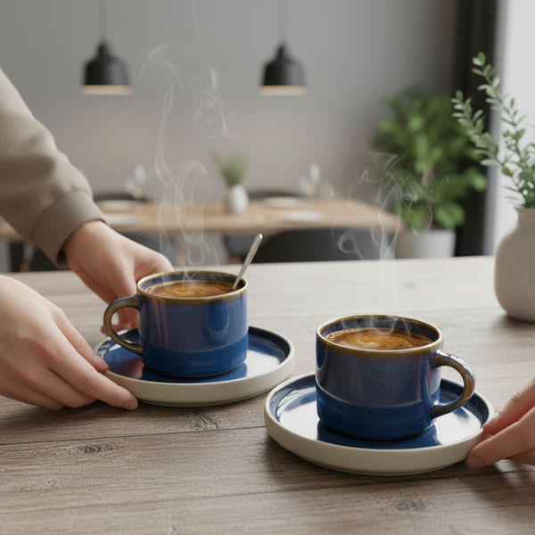 FILIŻANKI ZESTAW KAWOWY ZE SPODKAMI DO KAWY HERBATY 200 ml GRANAT Ø 8,5 CM