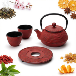 CZAJNIK ZAPARZACZ ŻELIWNY 2x CZARKI PODSTAWKA