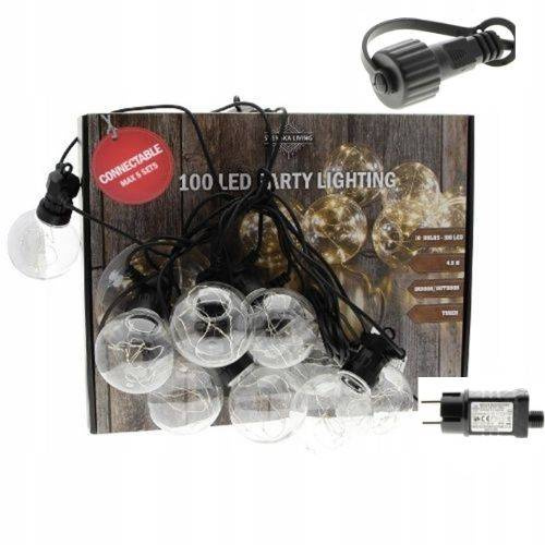 GIRLANDA ŻARÓWKAMI 100 LED Z GNIAZDEM DO ŁĄCZENIA