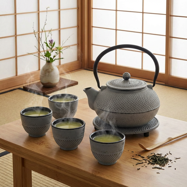 CZAJNIK ŻELIWNY 1,5L ZAPARZACZ DO HERBATY 4 CZARKI ZESTAW 5 ele NA PREZENT