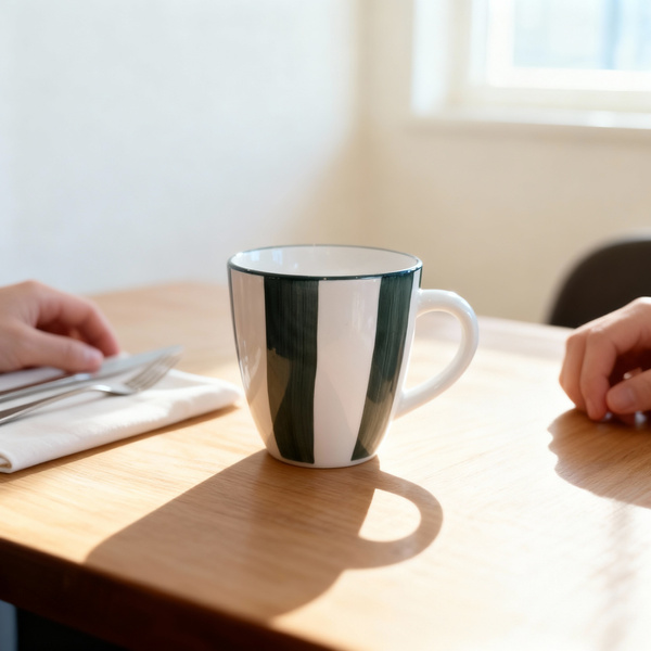 KUBEK 350ML DO ŚWIĄTECZNY CERAMIKA ZIELONO-BIAŁY, ZMYWARKA