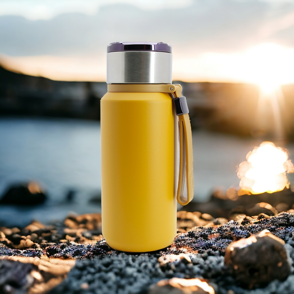 TERMOS KUBEK TERMICZNY PODRÓŻNY STALOWY 650 ml DO KAWY HERBATY WODY +SITKO