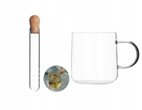 KUBEK szklany 300ml z zaparzaczem TUBA FIOLKA zestaw do ziół herbaty