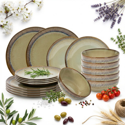 SERWIS OBIADOWY zestaw talerzy ceramicznych 18 el. STORM BROWN na 6 osób