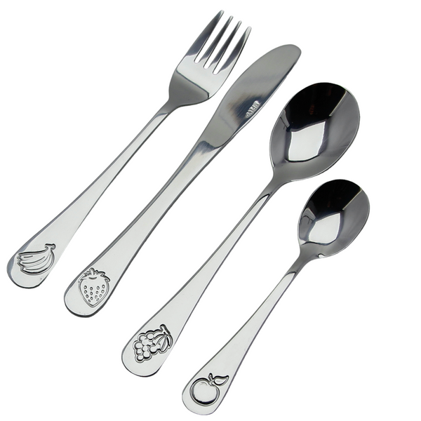 SZTUĆCE DLA DZIECI STALOWE KOMPLET 4 el. ŁYŻECZKA WIDELEC NÓŻ ŁYŻKA ZESTAW