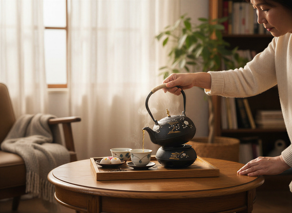 CZAJNIK ŻELIWNY IMBRYK 1L + ZAPARZACZ SITKO DO HERBATY I ZIÓŁ + PODGRZEWACZ