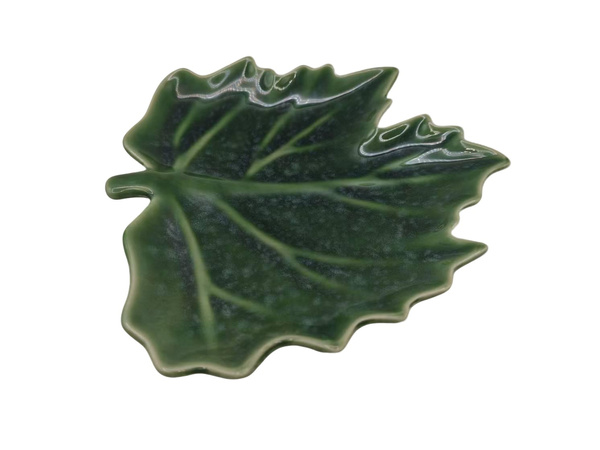 TALERZ CERAMICZNY LIŚĆ KLONU 20CM ZIELONY PATERA PÓŁMISEK DO PRZEKĄSEK DECO