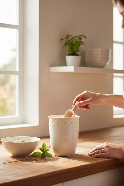 POJEMNIK ORGANIZER NA ŻYWNOŚĆ ARTYKUŁY SYPKIE CERAMICZNY 16CM DAISY LINE