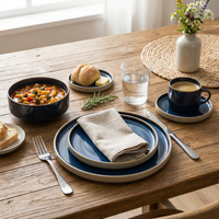 SERWIS OBIADOWYO KAWOWY 30 EL. DLA 6 OSÓB FILIŻANKI DO KAWY BLUE CERAMIKA