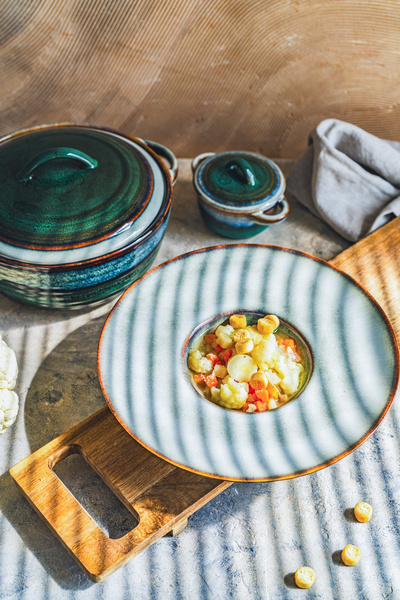 TALERZ CERAMICZNY GŁĘBOKI OMBRES 28 CM DO DESERÓW MAKARONU I ZUPY 240ML