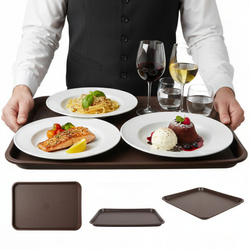 TACA KUCHENNA KELNERSKA ANTYPOŚLIZGOWA BRĄZOWA PROSTOKĄTNA 45,5×35,5×2 cm