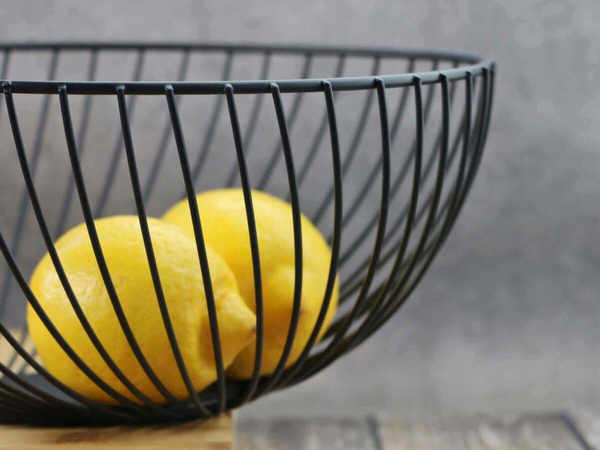 KOSZYK METALOWY CZARNY DRUCIANY NA OWOCE OZDOBNY