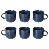 KUBKI DO KAWY HERBATY KUBEK ZESTAW 6 SZTUK 350 ML CIEMNONIEBIESKIE CERAMIKA