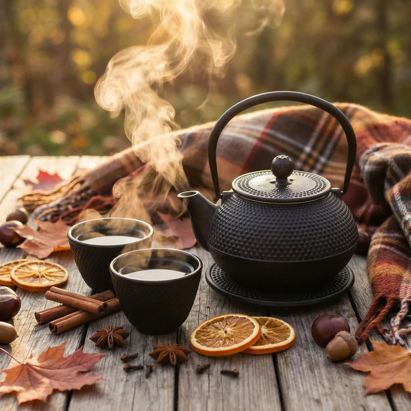 CZAJNIK ŻELIWNY 0,8L IMBRYK ZAPARACZ ZESTAW 2x CZARKI PODSTAWKA CZARNY