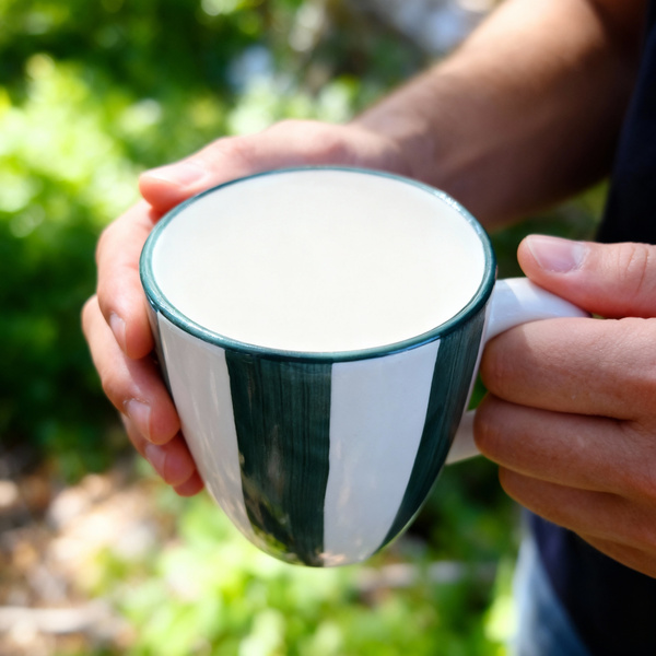 KUBEK 350ML DO ŚWIĄTECZNY CERAMIKA ZIELONO-BIAŁY, ZMYWARKA