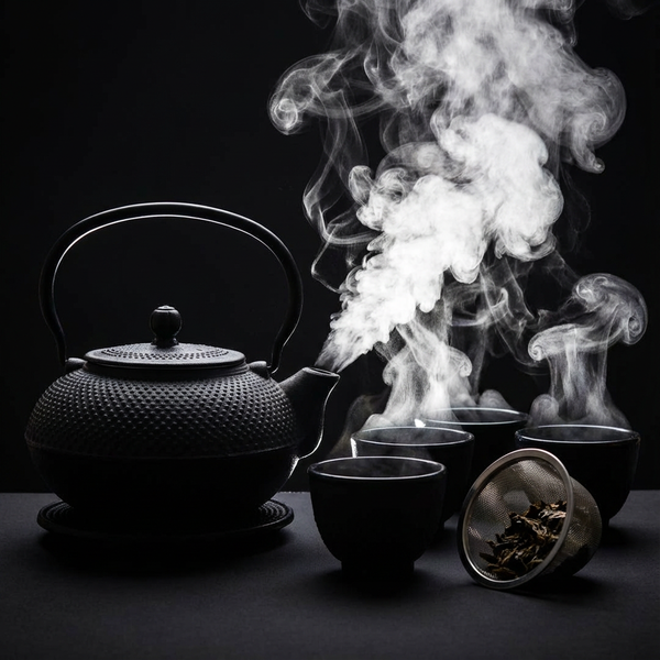 CZAJNIK IMBRYK ŻELIWNY 1,5L ZESTAW 6 SZT. CZARNY DO HERBATY Ø 18 CM