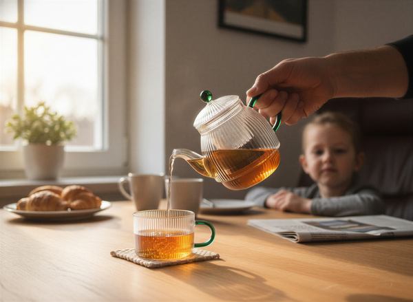 CZAJNIK DZBANEK Z ZAPARZACZEM 0,5L Z FILIŻANA 250ml ZESTAW DO HERBATY SZKŁO