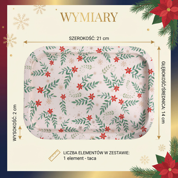 TACA KUCHENNA DEKORACJA STOŁU PROSTOKĄTNA DO SERWOWANIA NOSZENIA 21x14x2