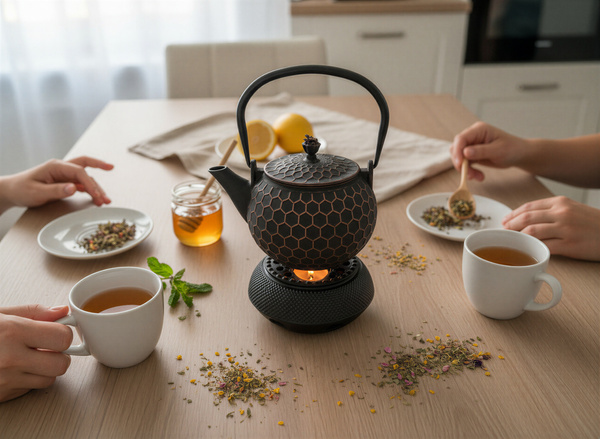 CZAJNIK ŻELIWNY IMBRYK 1,2L ZAPARZACZ DO HERBATY I ZIÓŁ PODGZREWACZ ŻELIWNY